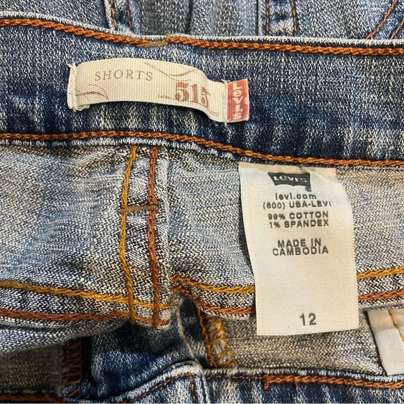 Levi 515 Women's Size 12 Blue Denim Shorts Distressed Light Wash Summer 4 inch - Picture 11 of 11